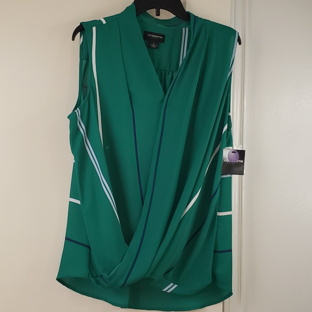 Liz Claiborne Women's V NeckGreen Wrap Top Size XL